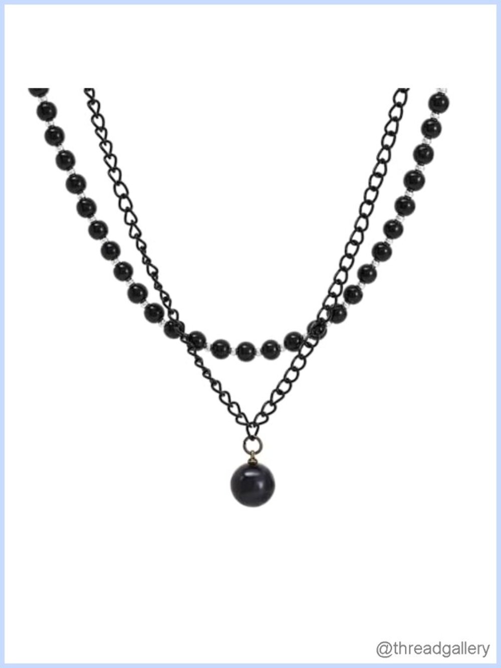 Gothic Layered Necklace Beaded Choker Pearl Pendant Stainless Steel